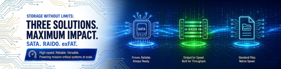 CPU・ソフトウェアに依存しない、完全なSATAストレージを実現 SATA-IP | RAID 0 | exFAT-IP