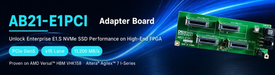 新製品リリース：AB21-E1PCI — Versal・Agilex評価プラットフォーム向け E1.S NVMe SSD アダプターボード