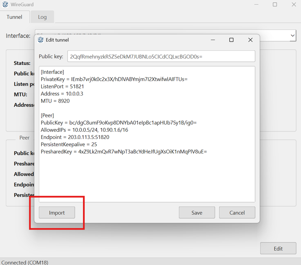 GUI Import Config